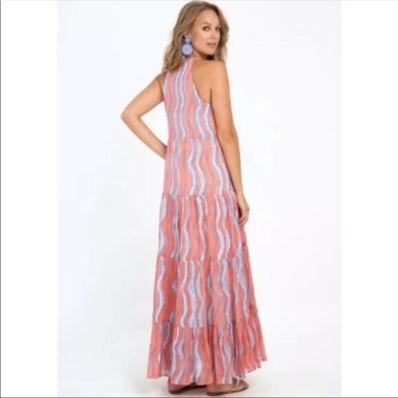 Oliphant orange & blue tiered tassel dress - Picture 2 of 7